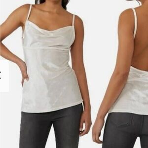 Free People All Night Velvet Top Champagne Open Back